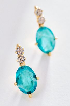 By Anthropologie Gemstone Huggie Earrings