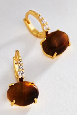 By Anthropologie Gemstone Huggie Hoop Earrings