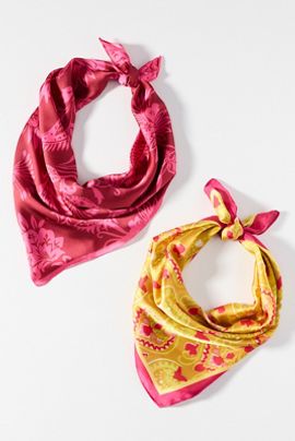 By Anthropologie Geometric Hair Scarves, Set of 2
