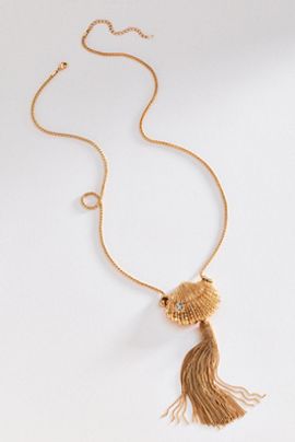By Anthropologie Gilded Shell and Tassel Pendant Necklace