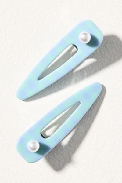 By Anthropologie Gingham Hair Styling Clips, Set of 2