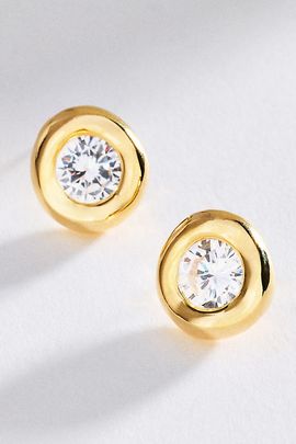 By Anthropologie Going Out Bezel Post Earrings