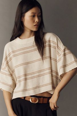 By Anthropologie Goldie Crew-Neck Linen Sweater