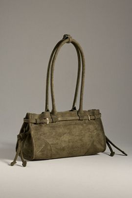 By Anthropologie Greer Structured Faux-Suede Shoulder Bag