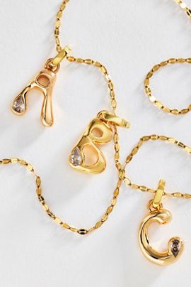 By Anthropologie Groovy Bezel Initial Charm
