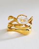 By Anthropologie Hammered Metal Crystal Ring - 2