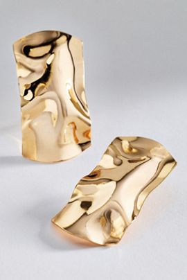 By Anthropologie Hammered Metal Rectangular Earrings