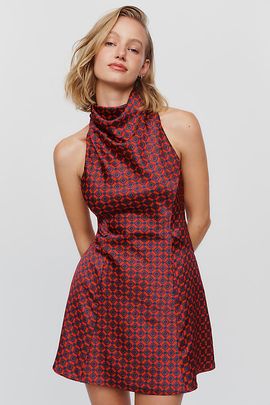 By Anthropologie High Neck Cowl Mini Dress