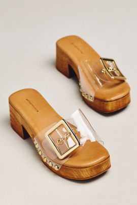 By Anthropologie Jelly Wooden Platform Sandals