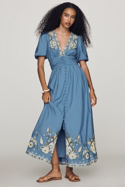 anthropologie blue maxi dress Long Blue Bridesmaid Dresses
