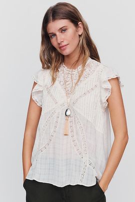 By Anthropologie Lace Inset Blouse