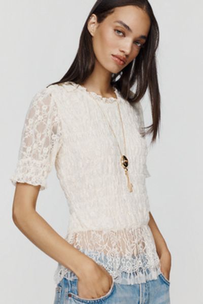 By Anthropologie Lace Peplum Top