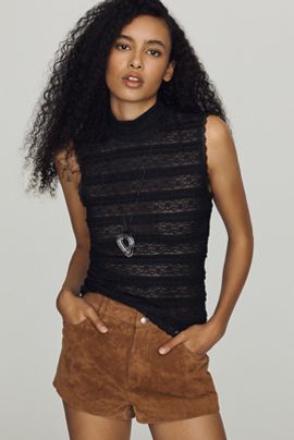 By Anthropologie Lace Ruffle Tank Top