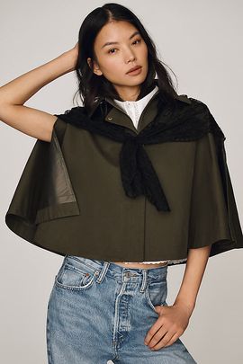 By Anthropologie Lace Scarf Poncho Trench Coat Jacket