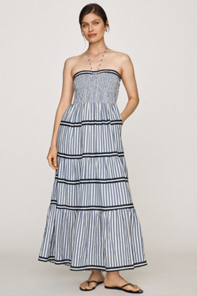 By Anthropologie Linen Cotton Halter Midi Dress
