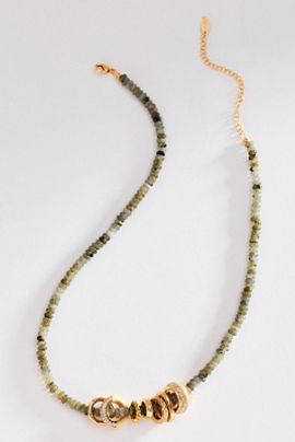 By Anthropologie Linked Ring Beaded Necklace