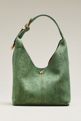 By Anthropologie Love Knot Faux Suede Mini Buckle Slouchy Bag