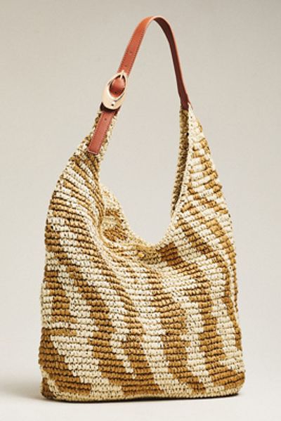 By Anthropologie Love Knot Raffia Buckle Slouchy Bag
