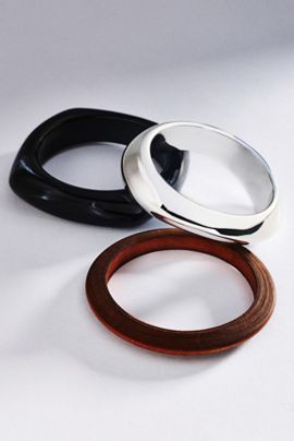 By Anthropologie Mixed Material Bangles, Set of 3