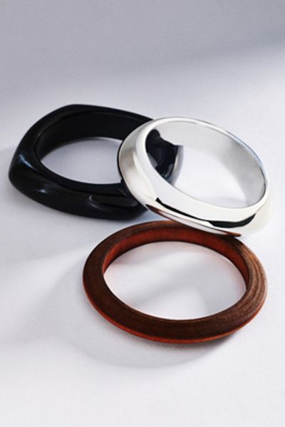 By Anthropologie Mixed Material Bangles, Set of 3