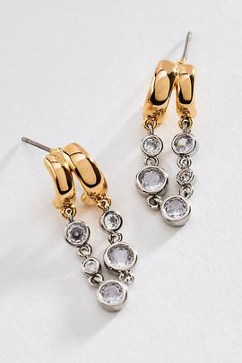 By Anthropologie Mixed Metal Bezel Drop Earrings