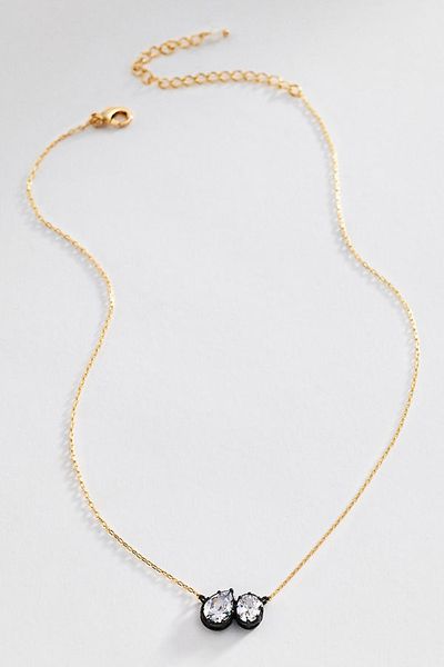 By Anthropologie Mixed Metal Crystal Pendant Necklace