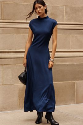 By Anthropologie Mock-Neck Slim Midi Dress