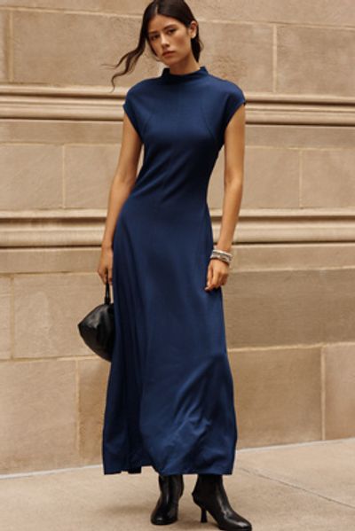 By Anthropologie Mock-Neck Slim Midi Dress