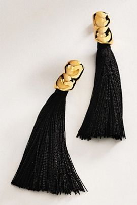By Anthropologie Molten Metal Tassel Drop Earrings