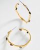 By Anthropologie Multi-Stone Large Hoop Earrings - 1