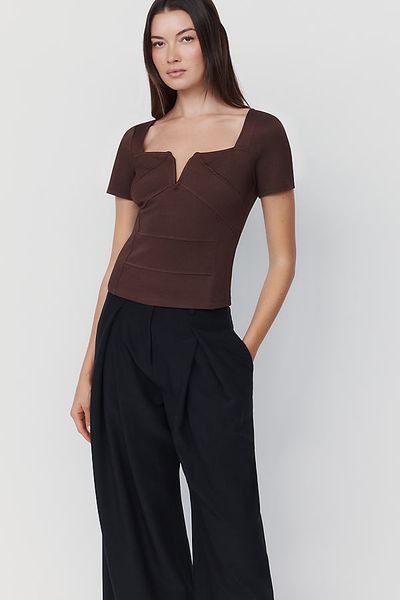 By Anthropologie Notched Square Neck Top