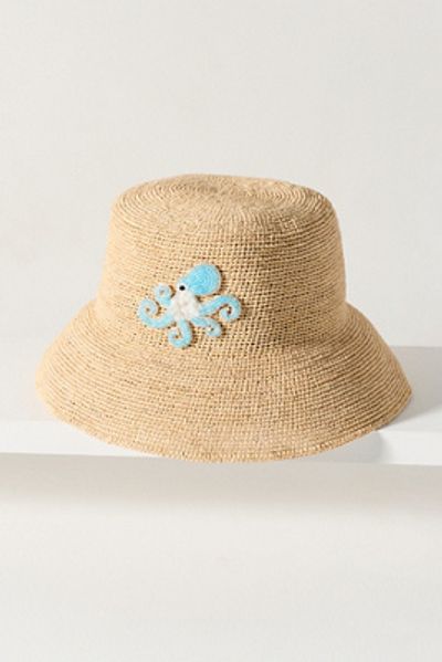 By Anthropologie Octopus Straw Bucket Hat