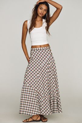 By Anthropologie Olivette Plaid Maxi Skirt