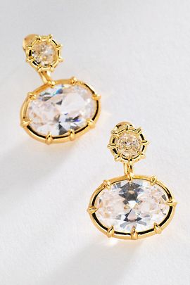 By Anthropologie Oval Crystal Drop Earrings
