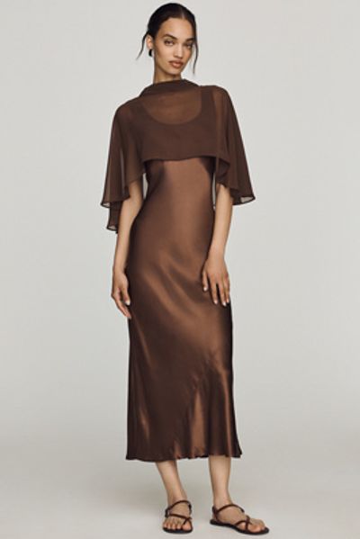 By Anthropologie Overlay Cape Slip Dress