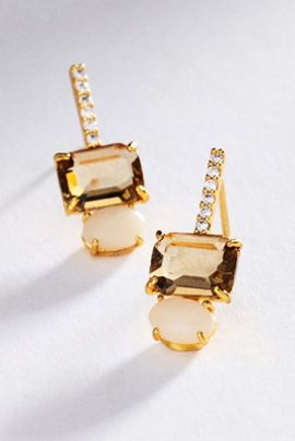 By Anthropologie Pavé Bar Gemstone Drop Earrings