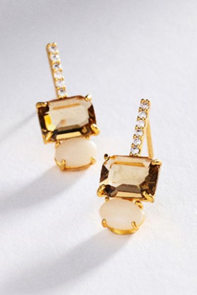 By Anthropologie Pavé Bar Gemstone Drop Earrings