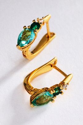 By Anthropologie Pear-Cut Gemstone Huggie Hoop Earrings