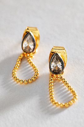 By Anthropologie Pear Crystal Front Back Earrings