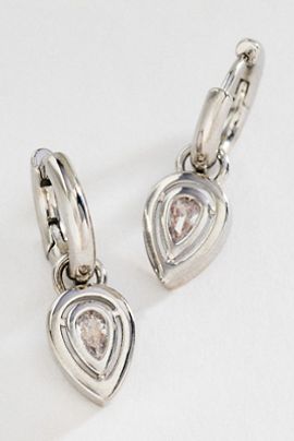 By Anthropologie Pear Crystal Huggie Hoop Earrings