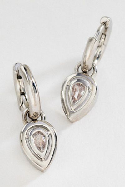 By Anthropologie Pear Crystal Huggie Hoop Earrings