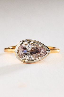 By Anthropologie Pear Cut Crystal Ring