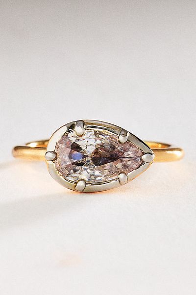 By Anthropologie Pear Cut Crystal Ring