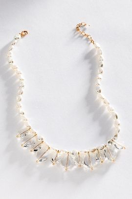 By Anthropologie Pearl & Crystal Fan Necklace