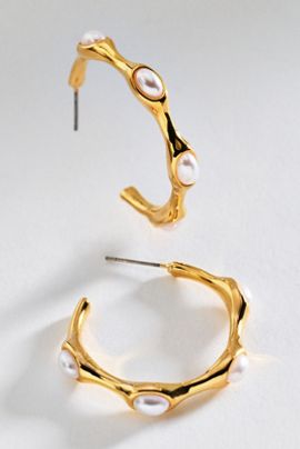 By Anthropologie Pearled Hoop Earrings