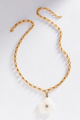 By Anthropologie Pearly Blossomed Pendant Necklace