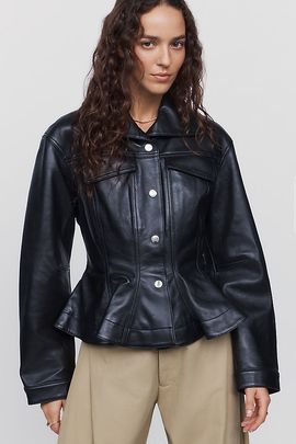 By Anthropologie Peplum Trucker Jacket
