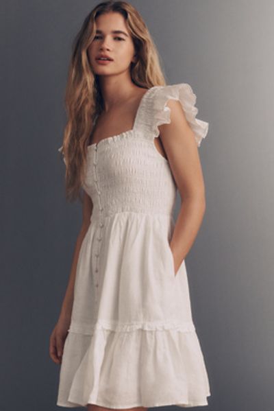 By Anthropologie Peregrine 100% European Linen Mini Dress