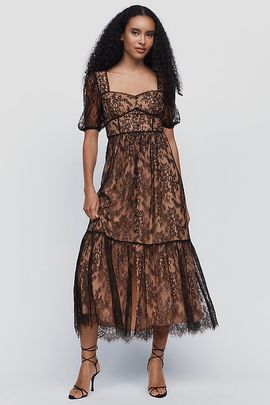 By Anthropologie Peregrine Lace Midi Dress