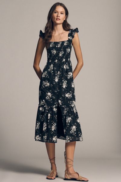 By Anthropologie Peregrine Square-Neck Midi Dress